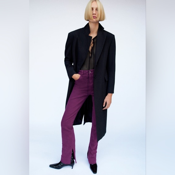 NWT Zara Purple High Rise Slim Flared Jeans 4 - Picture 1 of 14